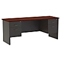 WorkPro® Modular 72"W x 24"D Double-Pedestal Computer Desk, Charcoal/Mahogany