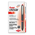 Pentel® OH! Medium Point Gel Pens, Pack Of 12, Medium Point, 0.7 mm, Carbon Fiber Barrel, Red Ink