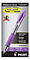 Pilot® G2 Retractable Rollerball Pens, Extra Fine Point, 0.5 mm, Clear Barrel, Purple Ink, Pack Of 12 Pens 1 thumbnail image