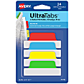 Avery® Margin Ultra Tabs®, 2.5" x 1", Assorted Primary, Set Of 24 Repositionable Tabs