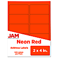 JAM Paper® Mailing Address Labels, Rectangle, 2" x 4", Neon Red, Pack Of 120 1 thumbnail image