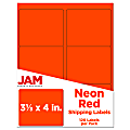 JAM Paper® Mailing Address Labels, Rectangle, 3 1/3" x 4", Neon Red, Pack Of 120 1 thumbnail image