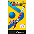 Pilot® VBall® Grip Liquid Ink Roller Ball Stick Pen, Extra-Fine (0.5 mm), Red Ink, Red/White Barrel, Pack Of 12
