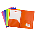 JAM Paper® Plastic 2-Pocket POP Folders With Prongs, Letter Size, 9-1/2" x 11-1/2", Assorted Primary Colors, Pack Of 6 Folders 1 thumbnail image