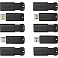 Verbatim Microban 32GB PinStripe USB 3.2 Flash Drive Business Pack - 32 GB - USB 3.2 (Gen 1) Type A - Black - Lifetime Warranty - 10 / Pack
