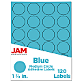 JAM Paper® Circle Label Sticker Seals, 1 2/3", Blue, Pack Of 120