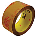 3M™ 3732 Preprinted Carton Sealing Tape, 3" Core, 2" x 55 Yd., Tan/Red, Case Of 6