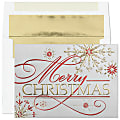 Custom Foil-Embellished Holiday Greeting Cards With Foil-Lined Envelopes, 7-7/8" x 5-5/8", Sterling Shimmer/Gold-Lined Envelopes, Box Of 25