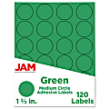 JAM Paper® Circle Label Sticker Seals, 1 2/3", Green, Pack Of 120