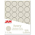 JAM Paper® Circle Label Sticker Seals, 1 2/3", Ivory, Pack Of 120