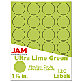 JAM Paper® Circle Label Sticker Seals, 1 2/3", Lime Green, Pack Of 120