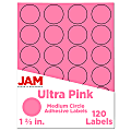 JAM Paper® Circle Label Sticker Seals, 1 2/3", Pink, Pack Of 120 1 thumbnail image