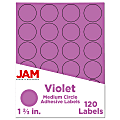 JAM Paper® Circle Label Sticker Seals, 1 2/3", Purple, Pack Of 120