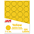 JAM Paper® Circle Label Sticker Seals, 1 2/3", Yellow, Pack Of 120 1 thumbnail image