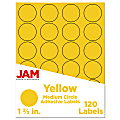 JAM Paper® Circle Label Sticker Seals, 1 2/3", Yellow, Pack Of 120
