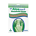 Medline Aloetouch Latex Household Gloves, Medium, Green, Pack Of 144