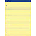 Ampad Perforated 3 Hole Punched Ruled Double Sheet Pad,&nbsp;Wide/Legal Rule, 100 Sheets, 8 1/2" x 11", Canary Yellow