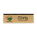 Custom Printed Full Color Metal Rectangle Name Badge/Tag, 1" x 3", Gold