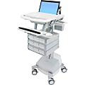 Ergotron StyleView Laptop Cart Desk Workstation SLA Powered, 9 Drawers, 50-1/2"H x 17-1/2"W x 30-3/4"D, White/Gray