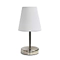 Simple Designs Mini Basic Table Lamp with Fabric Shade, 10.63"H, White/Sand Nickel 1 thumbnail image
