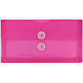 JAM Paper® Booklet Plastic Envelopes, #10, Button & String Closure, Fuchsia Pink, Pack Of 12