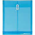 JAM Paper® Open-End Plastic Envelopes, Letter-Size, 9 3/4" x 11 3/4", Button & String Closure, Blue, Pack Of 12 1 thumbnail image