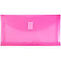 JAM Paper® Plastic Booklet Envelopes, #10, Hook-And-Loop Closure, Fuchsia Pink, Pack Of 12