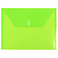 JAM Paper® Plastic Booklet Envelopes, Letter-Size, 9 3/4" x 13", Hook & Loop Closure, Lime Green, Pack Of 12