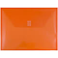 JAM Paper® Plastic Booklet Envelopes, Letter-Size, 9 3/4" x 13", Hook & Loop Closure, Orange, Pack Of 12