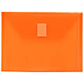 JAM Paper® Plastic Booklet Envelopes With Hook-And-Loop Fastener, 5 1/2" x 7 1/2", Gummed Seal, Orange, Pack Of 12 1 thumbnail image