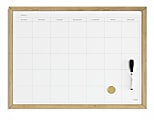 U Brands® Magnetic Dry-Erase Calendar Board, 23" x 17", White Steel Surface, Oak Wood Frame 1 thumbnail image
