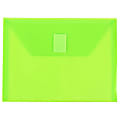 JAM Paper® Plastic Booklet Envelopes With Hook-And-Loop Fastener, 5 1/2" x 7 1/2", Gummed Seal, Lime Green, Pack Of 12