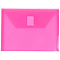 JAM Paper® Plastic Booklet Envelopes With Hook-And-Loop Fastener, 5 1/2" x 7 1/2", Gummed Seal, Fuchsia Pink, Pack Of 12