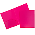 JAM Paper® Heavy-Duty 2-Pocket Plastic Presentation Folders, 9" x 12", Fuchsia Pink, Pack Of 6 1 thumbnail image