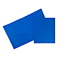 JAM Paper® Heavy-Duty 2-Pocket Plastic Presentation Folders, 9" x 12", Blue, Pack Of 6