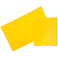 JAM Paper® Heavy-Duty 2-Pocket Plastic Presentation Folders, 9" x 12", Yellow, Pack Of 6