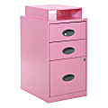 Office Star™ 18"D Vertical 3-Drawer Locking File Cabinet With Top Shelf, Pink