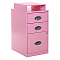 Office Star™ 18"D Vertical 3-Drawer Locking File Cabinet With Top Shelf, Pink 1 thumbnail image