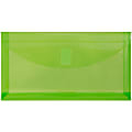 JAM Paper® Plastic Booklet Envelopes, #10, Hook-And-Loop Closure, Lime Green, Pack Of 12