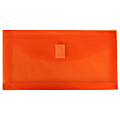 JAM Paper® Plastic Booklet Envelopes, #10, Hook-And-Loop Closure, Orange, Pack Of 12