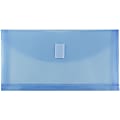 JAM Paper® Plastic Booklet Envelopes, #10, Hook-And-Loop Closure, Blue, Pack Of 12
