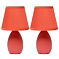 Creekwood Home Nauru Petite Ceramic Oblong Table Lamps, 9-1/2"H, Orange Shades/Orange Bases, Set Of 2 1 thumbnail image