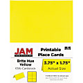 JAM Paper® Printable Foldover Place Cards, 3 3/4" x 1 3/4", Yellow, Pack Of 12
