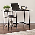 SEI Furniture Avery Metal Glass Sawhorse A-Frame 46"W Writing Desk, Black 1 thumbnail image