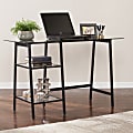 SEI Furniture Avery Metal Glass Sawhorse A-Frame 46"W Writing Desk, Black