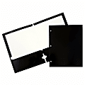 JAM Paper® Glossy 3-Hole-Punched 2-Pocket Presentation Folders, Black, Pack of 6 1 thumbnail image