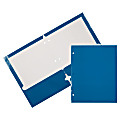 JAM Paper® Glossy 3-Hole-Punched 2-Pocket Presentation Folders, Blue, Pack of 6