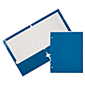 JAM Paper® Glossy 3-Hole-Punched 2-Pocket Presentation Folders, Blue, Pack of 6 1 thumbnail image