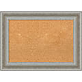 Amanti Art Non-Magnetic Cork Bulletin Board, 30" x 22", Natural, Parlor Silver Plastic Frame