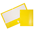 JAM Paper® Glossy 3-Hole-Punched 2-Pocket Presentation Folders, Yellow, Pack of 6 1 thumbnail image